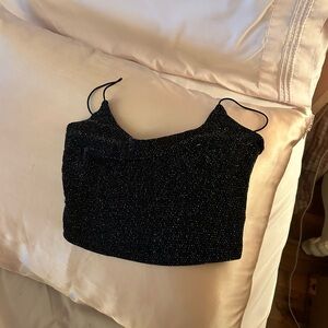 Black Glitter Crop Top